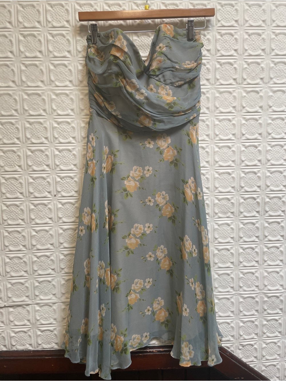 Vintage Betsey Johnson Silk Strapless Floral Dress